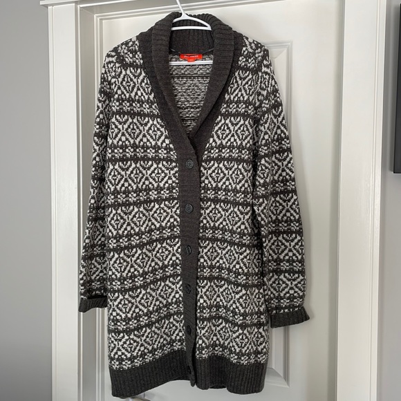Grey & White Patterned Cardigan - Picture 2 of 7